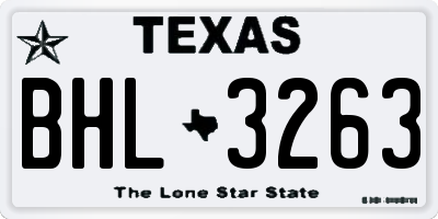 TX license plate BHL3263