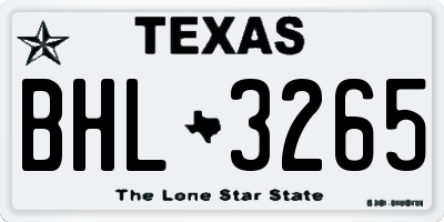 TX license plate BHL3265