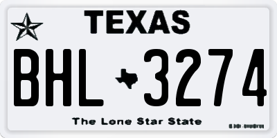TX license plate BHL3274