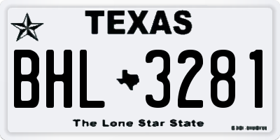 TX license plate BHL3281