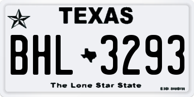 TX license plate BHL3293