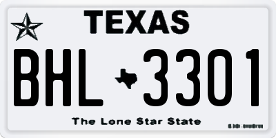 TX license plate BHL3301