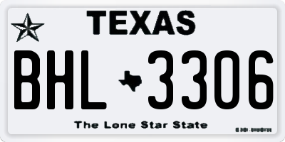 TX license plate BHL3306