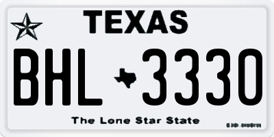 TX license plate BHL3330