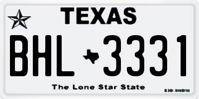 TX license plate BHL3331