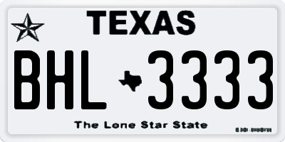 TX license plate BHL3333