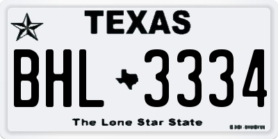 TX license plate BHL3334