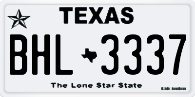 TX license plate BHL3337