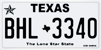 TX license plate BHL3340