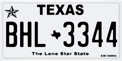 TX license plate BHL3344