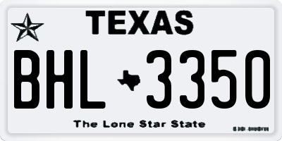 TX license plate BHL3350