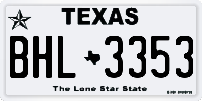 TX license plate BHL3353