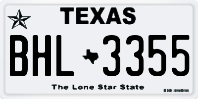 TX license plate BHL3355