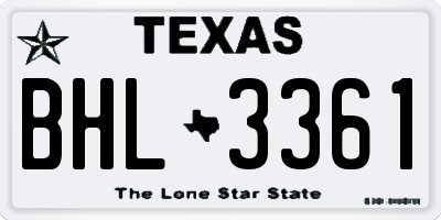 TX license plate BHL3361