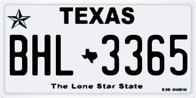 TX license plate BHL3365