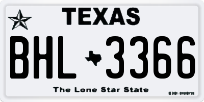 TX license plate BHL3366