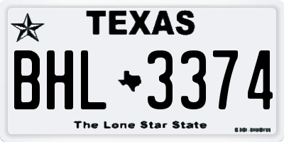 TX license plate BHL3374