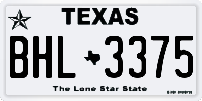 TX license plate BHL3375