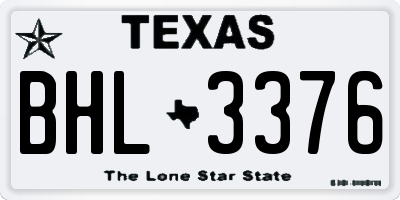 TX license plate BHL3376