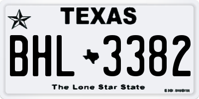 TX license plate BHL3382