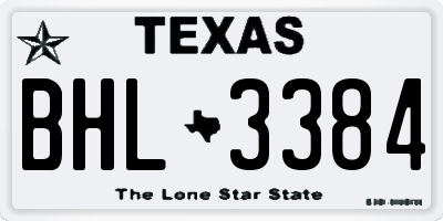 TX license plate BHL3384
