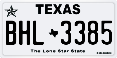 TX license plate BHL3385