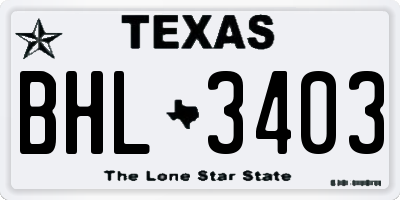 TX license plate BHL3403