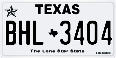 TX license plate BHL3404