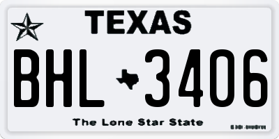TX license plate BHL3406