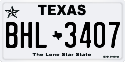 TX license plate BHL3407