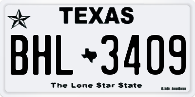 TX license plate BHL3409