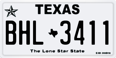 TX license plate BHL3411