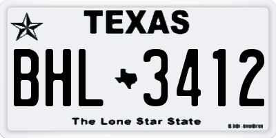 TX license plate BHL3412