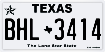 TX license plate BHL3414