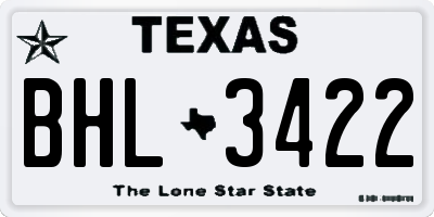 TX license plate BHL3422