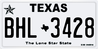 TX license plate BHL3428