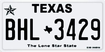 TX license plate BHL3429