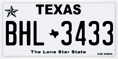 TX license plate BHL3433