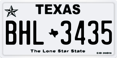 TX license plate BHL3435