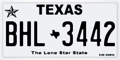 TX license plate BHL3442