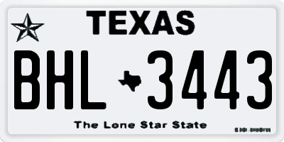 TX license plate BHL3443
