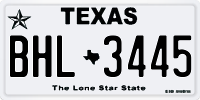 TX license plate BHL3445