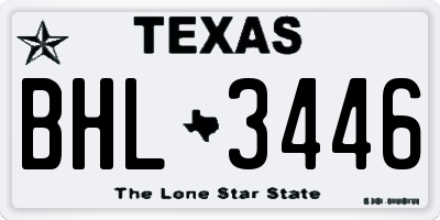 TX license plate BHL3446