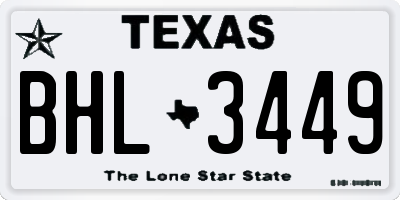 TX license plate BHL3449
