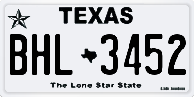 TX license plate BHL3452