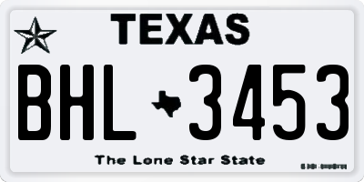 TX license plate BHL3453