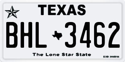 TX license plate BHL3462