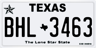 TX license plate BHL3463