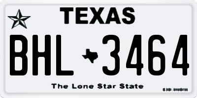 TX license plate BHL3464