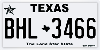 TX license plate BHL3466